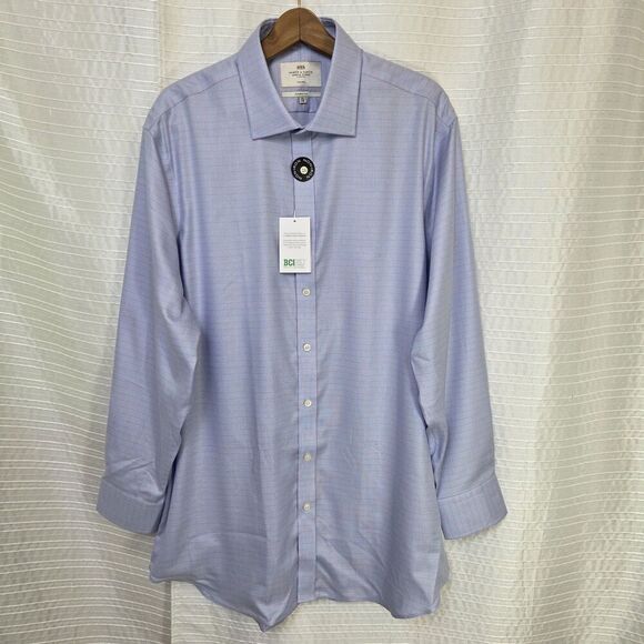 NWT Hawes & Curtis Jermyn Street Formal Dress Shirt Blue Pink Check Men's 18/36 - Picture 1 of 16